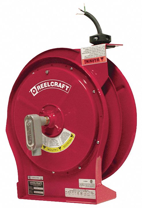 REELCRAFT EXTENSION CORD REEL, JUNCTION BOX, FLYING LEAD, RED/BLACK, 16, 50  FT - Self-Retracting Cord Reels - RLCL5550-124X