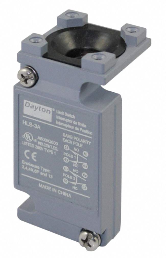 DAYTON 2NO/2NC Plug In Limit Switch Body, AC Contact Rating 10A 600V
