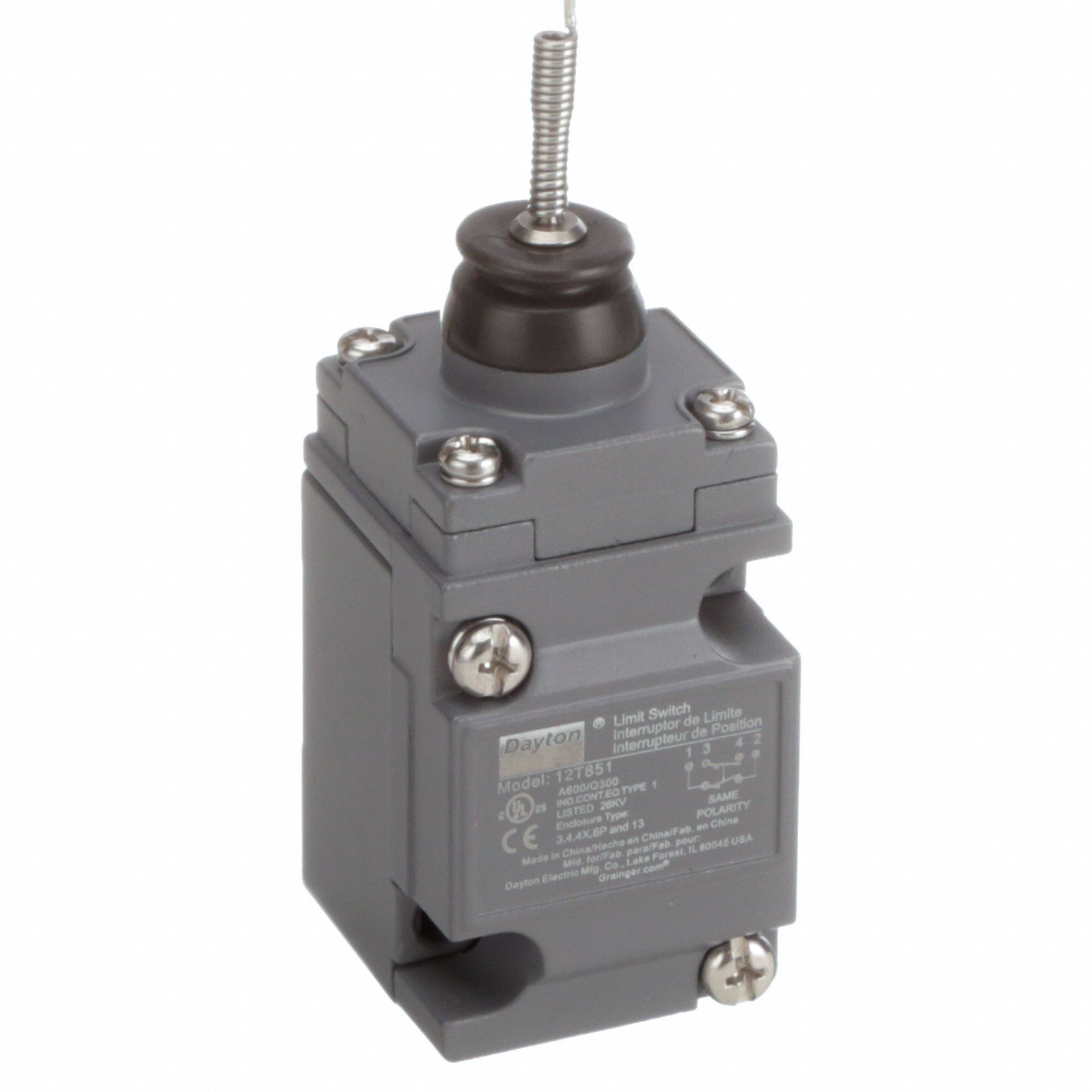 DAYTON Heavy Duty Limit Switch SPDT, 10A 600V, 10A 600V