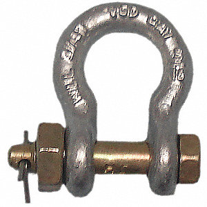 ANCHOR SHACKLE, BOLT PIN, TYPE 4A3, GALVANIZED, 2.63 X 1 5/8 IN, BODY 1 1/2 IN, CARBON ST/ALY ST