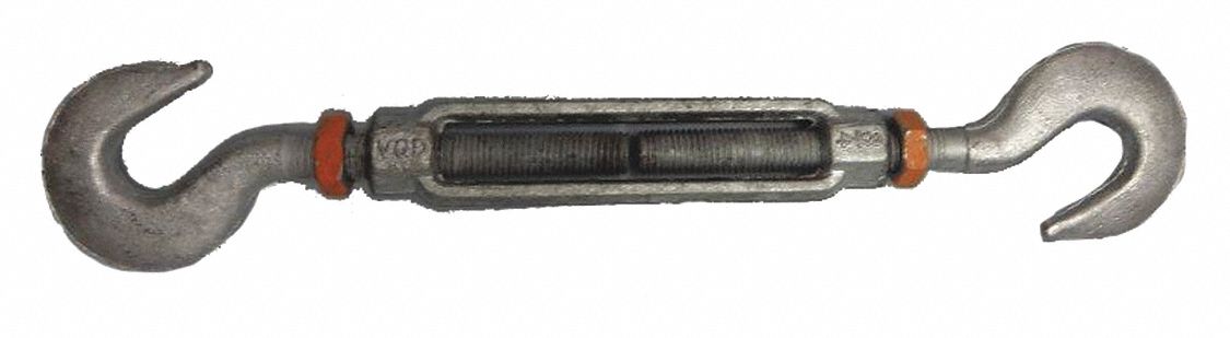 TURNBUCKLE, HOOK & HOOK, HEXAGON HEAD, 1000 LBS, 11.62 IN, 3/8'', FORGED CARBON STEEL