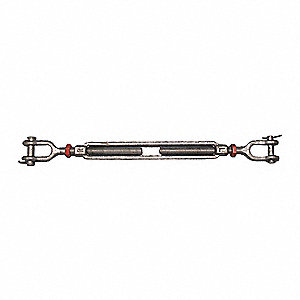 TURNBUCKLE, JAW & JAW, HEXAGON HEAD, 2200 LB, 19 IN, 1/2'', FORGED CARBON STEEL