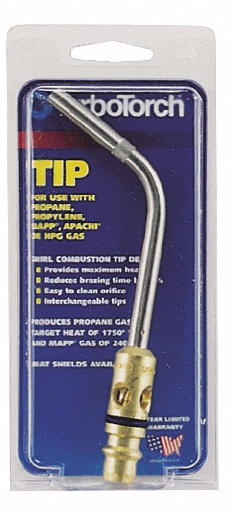 T-2 REPLACEMENT BRAZING TIP, WITH TIP CHART, FOR PROPANE/MAPP GASES, 5/16 IN TIP
