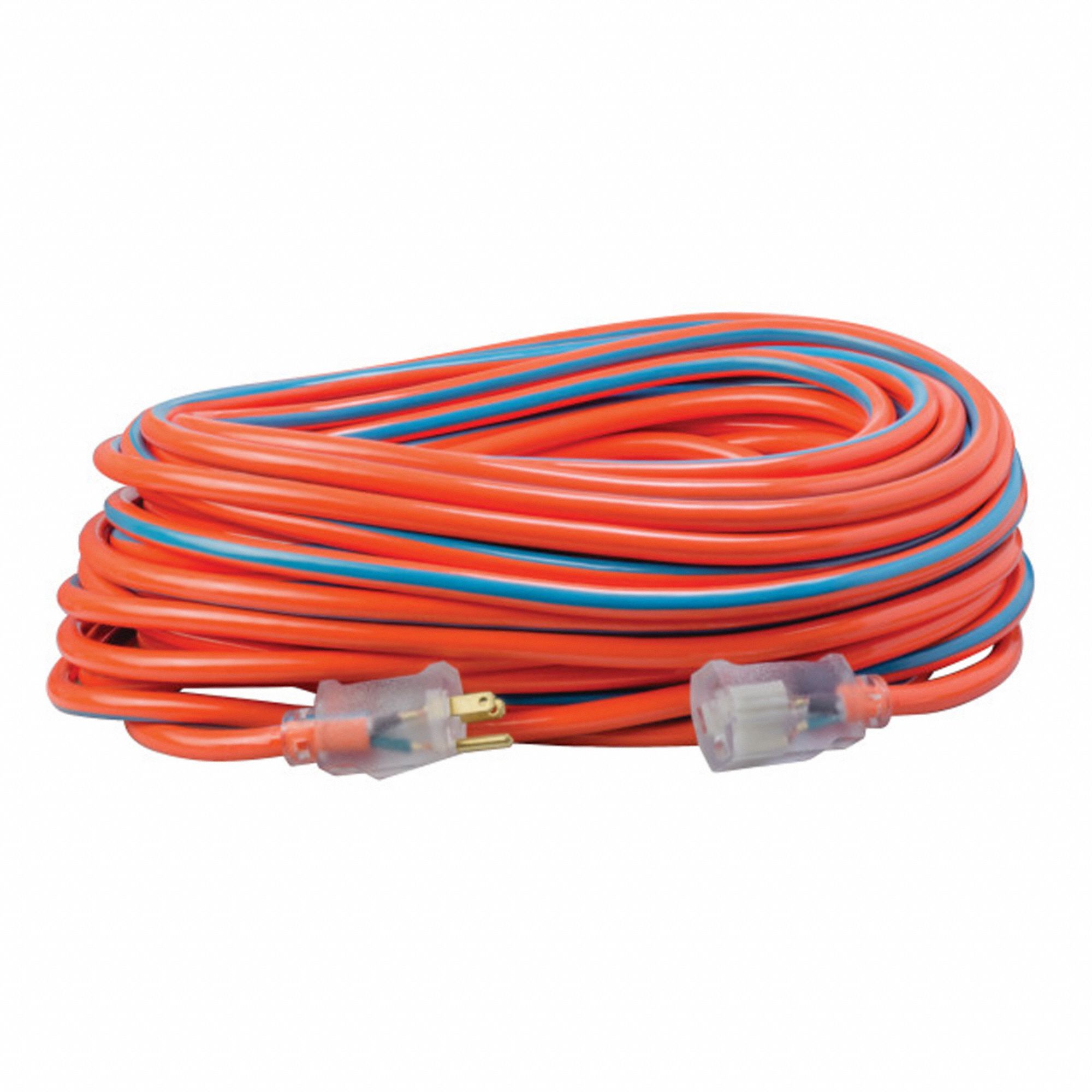 EXTENSION CORD, 100 FEET, 15 AMPS, 300 VOLTS, SJTW, ORANGE/BLUE