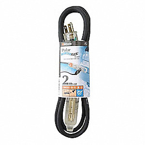 EXTENSION CORD, 5 FEET, 13 AMPS, 125 VOLTS, 3 OUTLETS, SJOW, BLACK