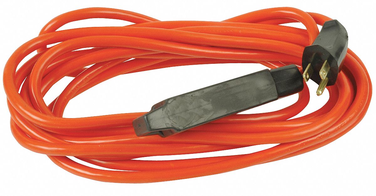 EXTENSION CORD, 15 FEET, 13 AMPS, 125 VOLTS, 3 OUTLETS, PVC, ORANGE