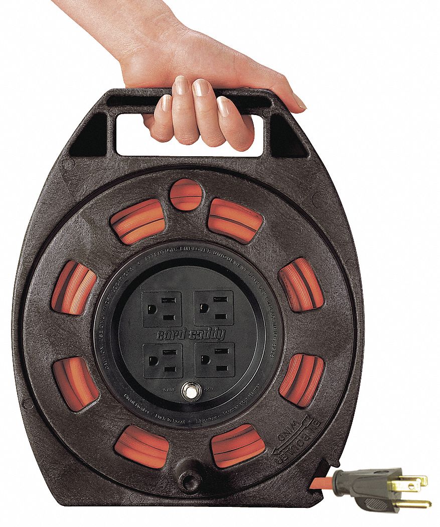 WOODS CORD CADDY RETRACTABLE CORD REEL, CSA, 125 V/10 A, 4-OUTLET