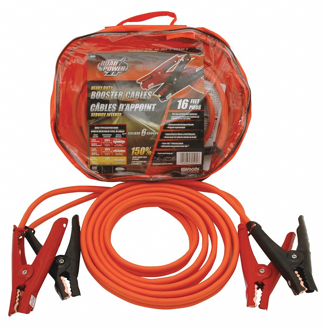 BOOSTER CABLES, HEAVY-DUTY, 350 AMPS, 6 GA, ORANGE, 16 FT