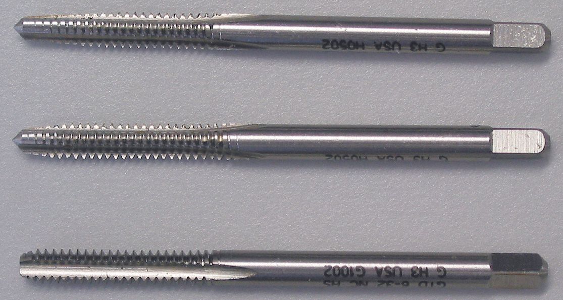 TAP SET, #6-32 TAP THREAD, 11/16 IN THREAD L, 2 IN LENGTH, RIGHT HAND, 3 FLUTES