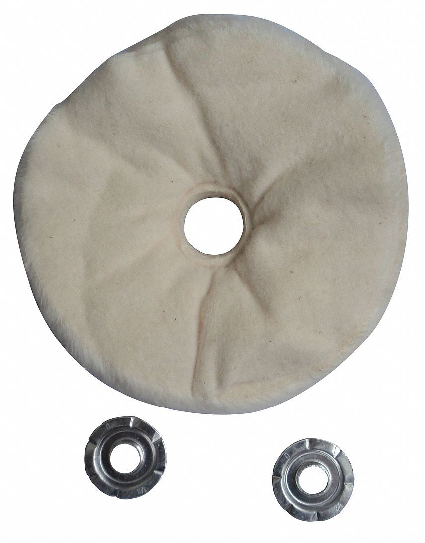 Buffing Wheel: Cotton, Center Sewn, 8 in Dia, 1 in Thick