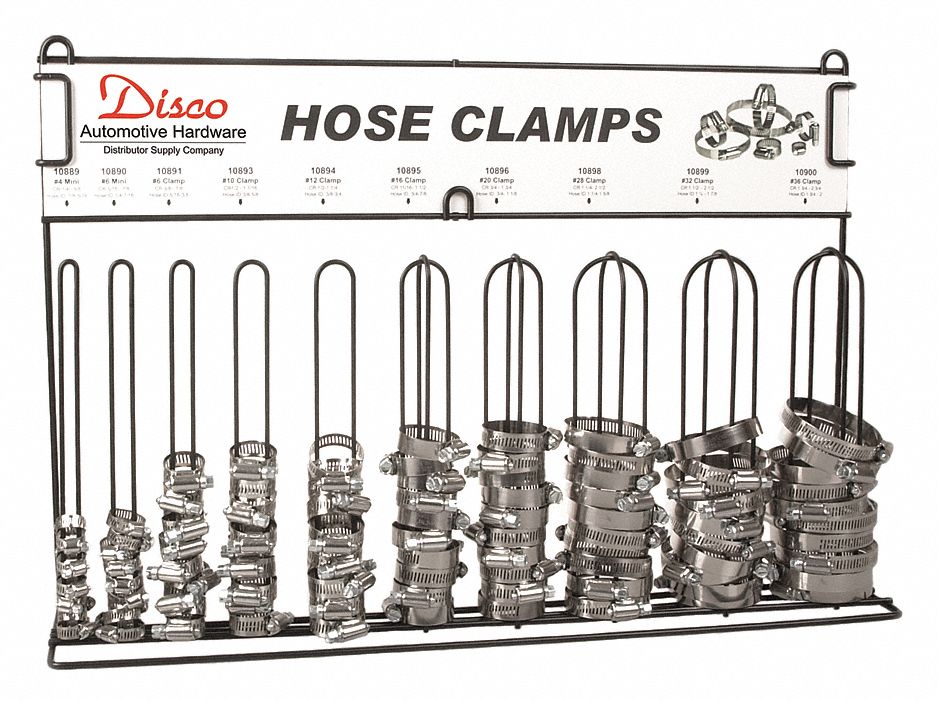 Hose Clamp Assortment: Worm Gear, 100 Pieces, 10 # of Sizes, Stainless Steel