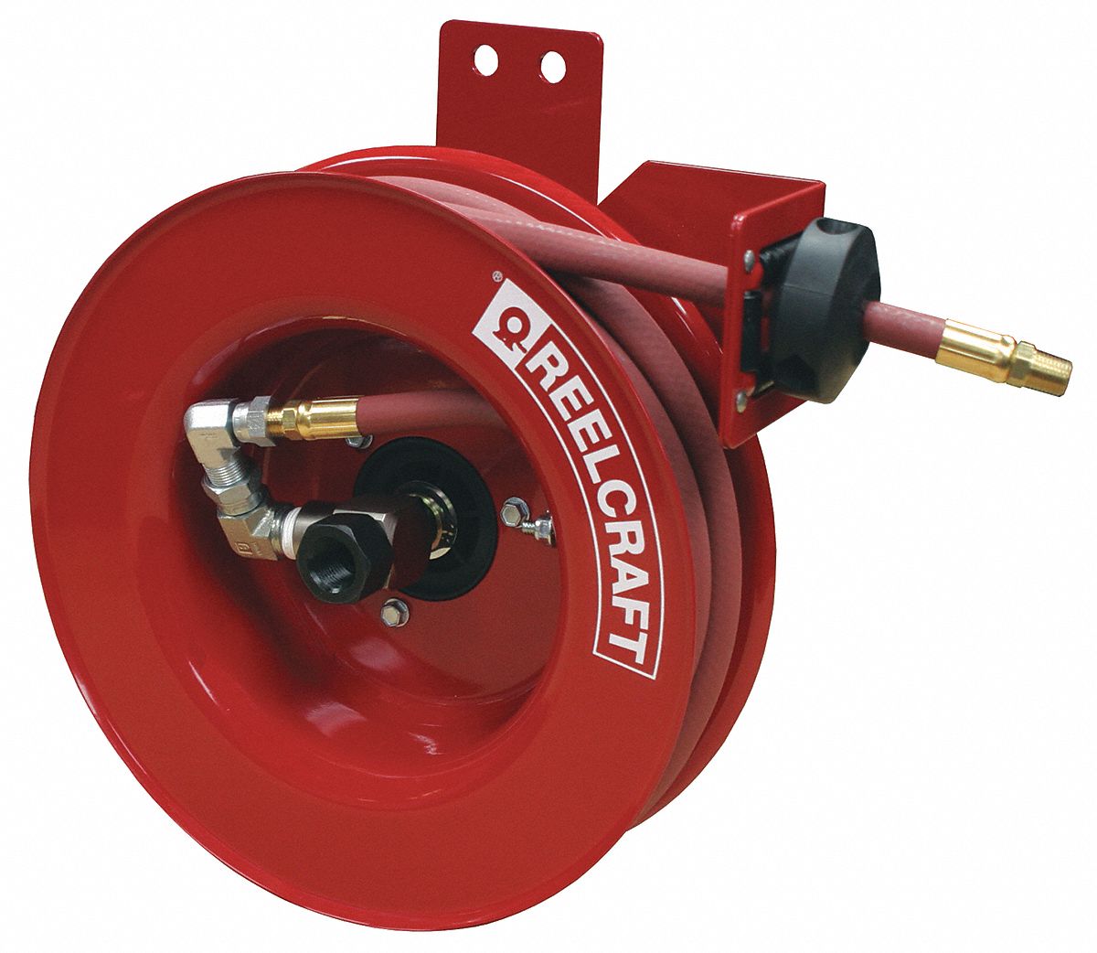 50 ft (1/2 in I.D.), 1/2 in MNPT, Spring Return Hose Reel - 12U322