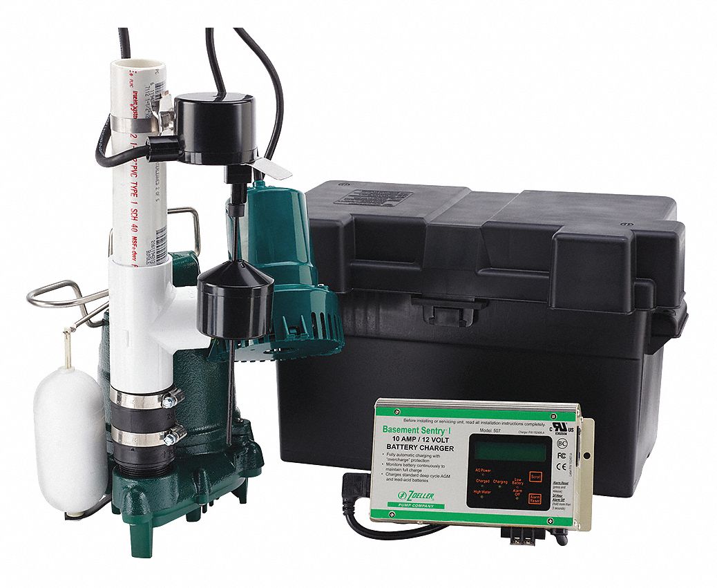 ZOELLER Sump/Battery Back-Up Combination System, 1/2 HP - 12U353|507 ...
