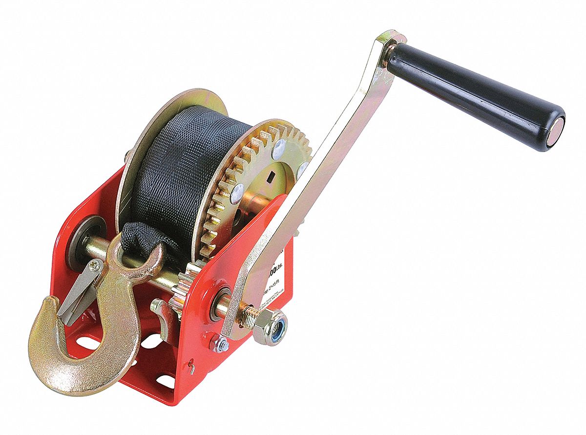 DAYTON Hand Winch 900 lb 1st Layer Load Capacity, Spur, 3.251 Winch