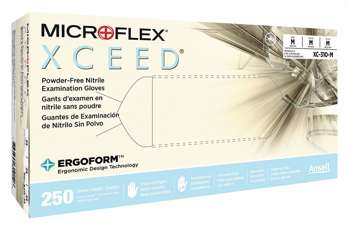 DISPOSABLE GLOVES, FOOD-/MEDICAL-GRADE, M (8), 3 MIL, NITRILE, 250 PK