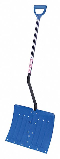 SNOW SHOVEL, ALUMINUM, 14 3/4 IN BLADE L, 18 IN BLADE W, 16 GAUGE, D HANDLE