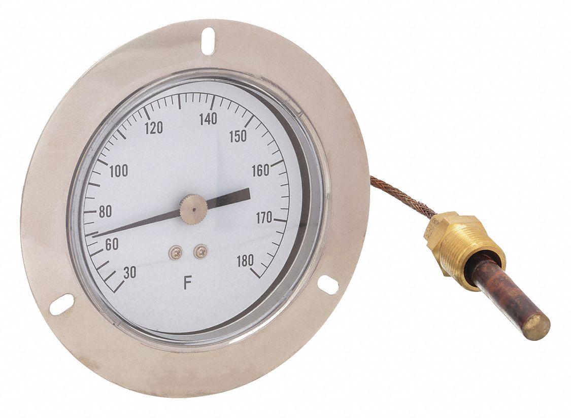 30° to 180°F, 3.5 in Dial Dia, Analog Panel Mount Thermometer 12U62112U621 Grainger