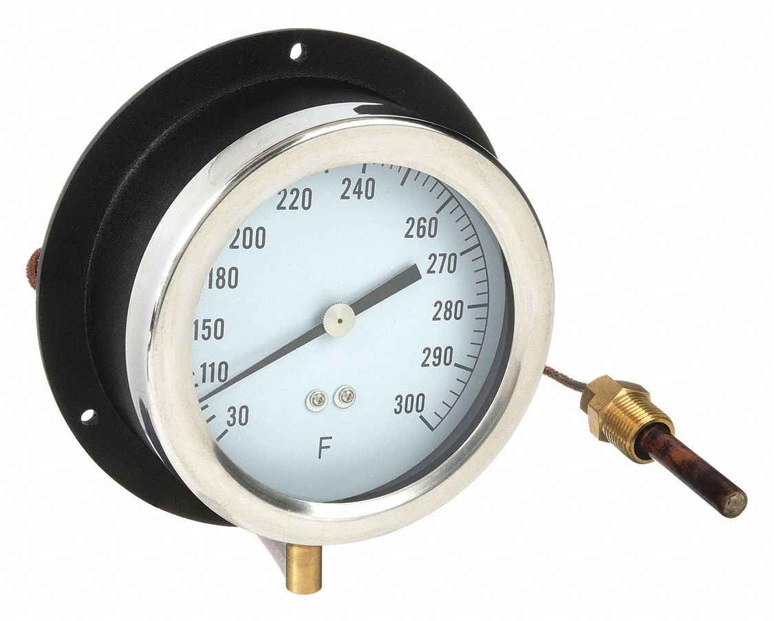 0° to 100°F, 4.5 in Dial Dia, Analog Panel Mount Thermometer 12U65412U654 Grainger