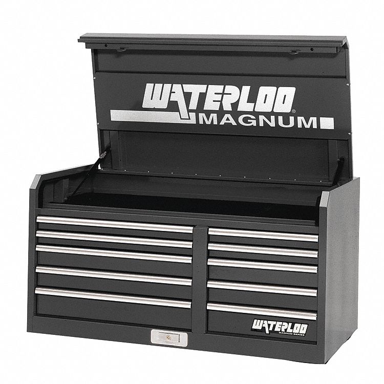 Waterloo Chest Tool Black 46in 10 Drawer Side Cabinets