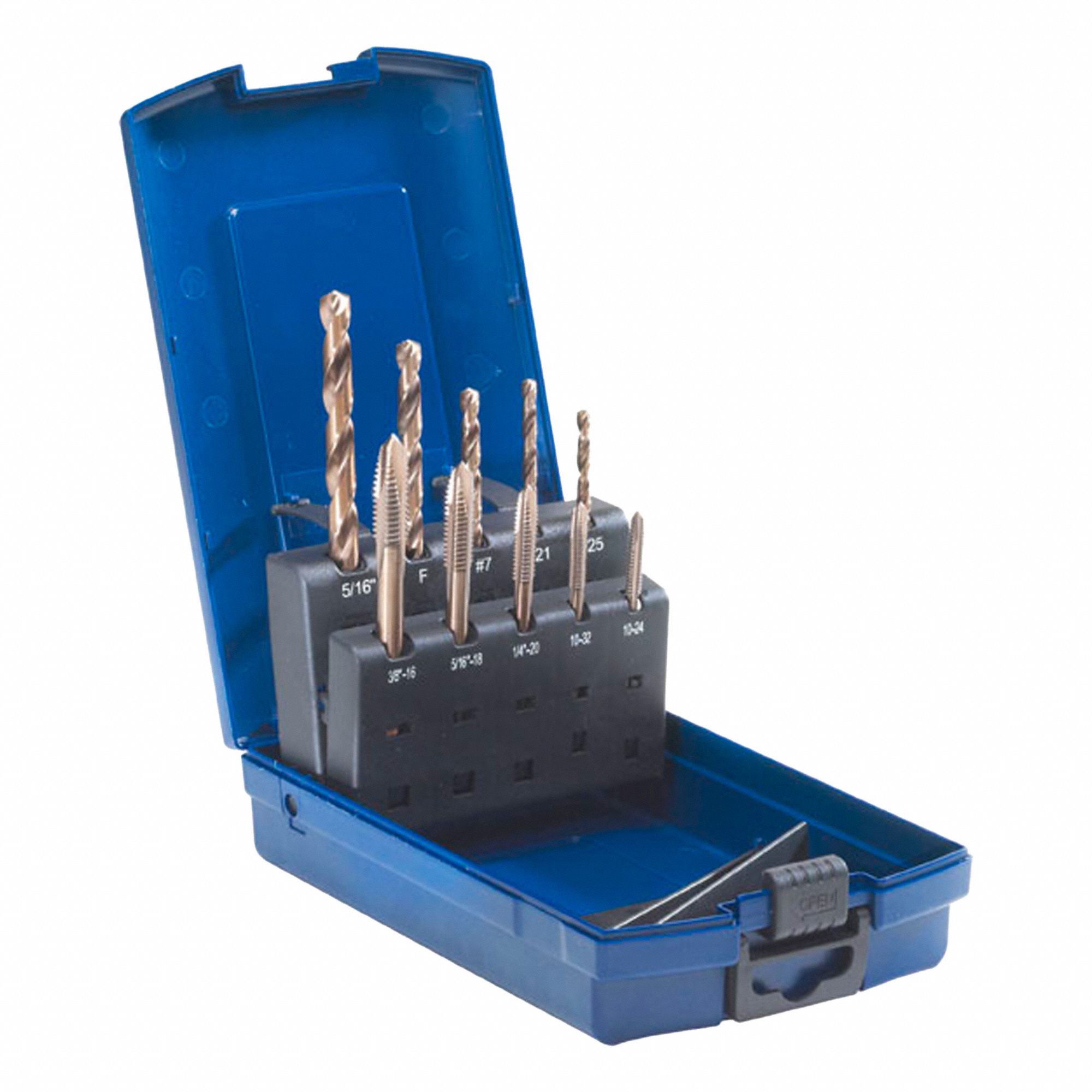 POWER TAP DRILL BIT SET, FOR REVERSIBLE DRILLS, WITH METAL BOX, HIGH-SPEED STEEL, 10PC