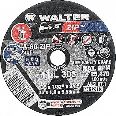 WALTER SURFACE TECHNOLOGIES CUT OFF WHL ZIP TYPE1 4 X 1/16 X 5/8