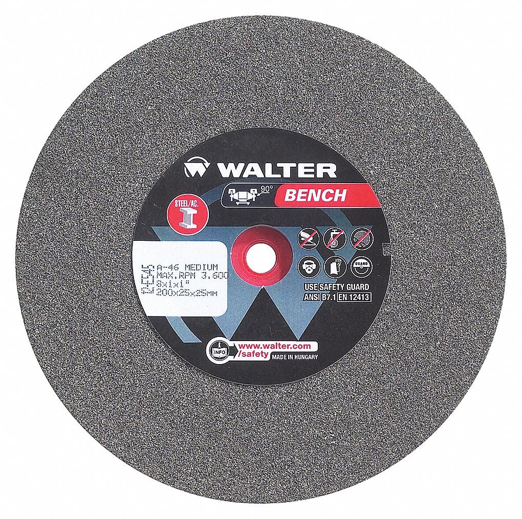 ABRASIVE GRINDING WHEEL, TYPE 1, 8 IN X 1 IN X 1 IN, 46 GRIT, MED