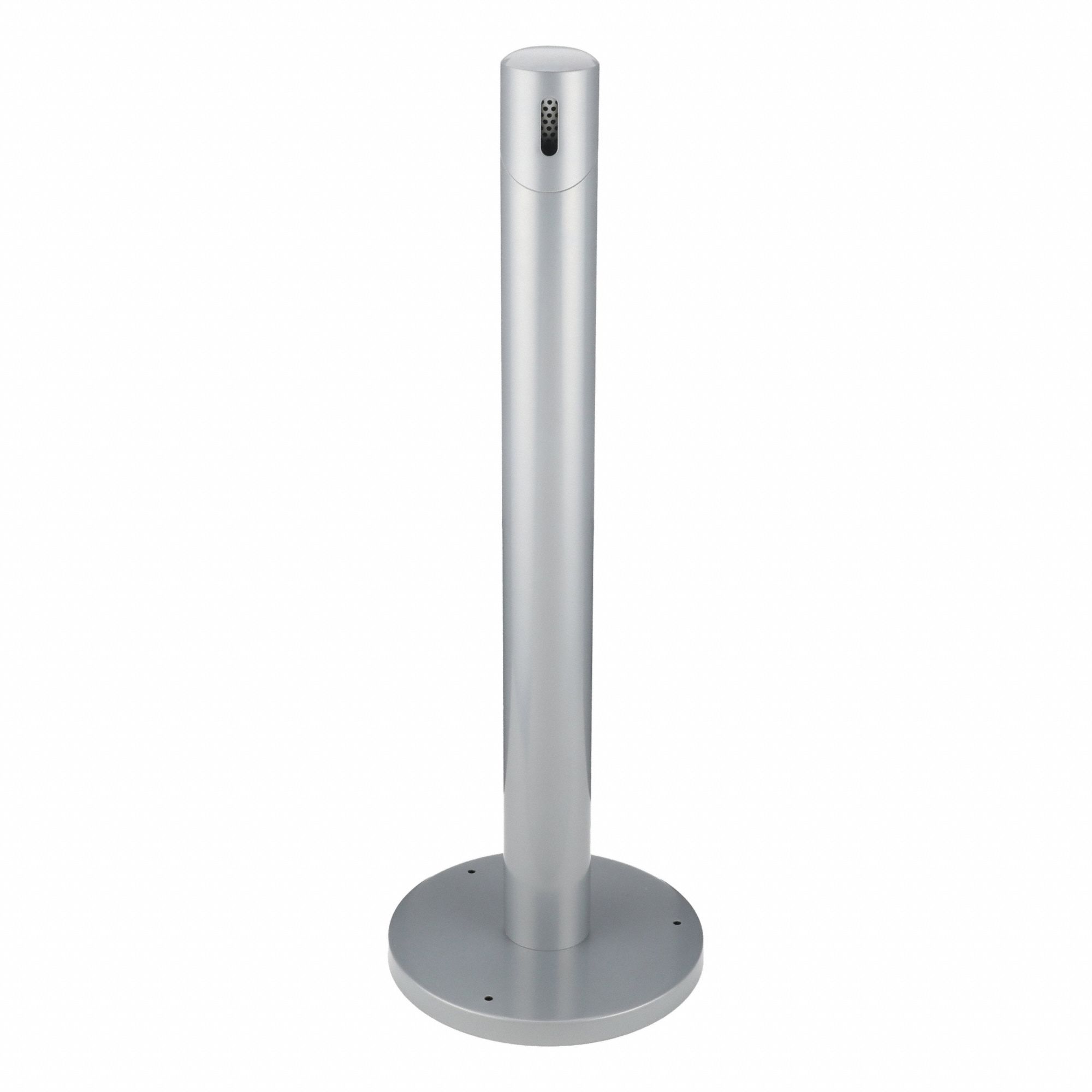 Cigarette Receptacle: 1/4 gal Capacity, 41 in Overall Ht, 14 1/2 in Container Dp, Silver