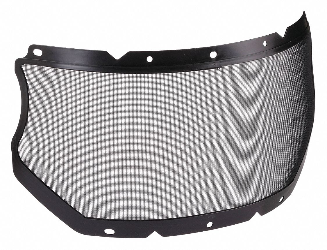 FACESHIELD VISOR, GRY/BLK, ANTI-FOG, STEEL MESH, DIELECTRIC, 17X8X0.065 IN