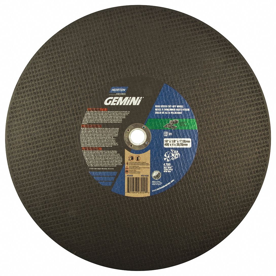 NORTON 14 in, Type 1 Silicon Carbide Abrasive CutOff Wheel, 20mm Arbor
