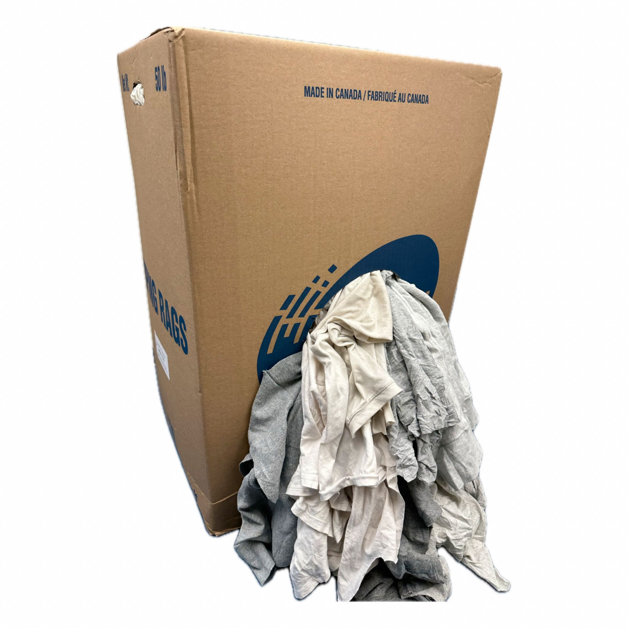 CHIF D'ESSUYAGE,TOUT USAGE,SCANNÉ,50 LB,#1 BLC,VÊTEMENTS 100 % RECYCLÉS