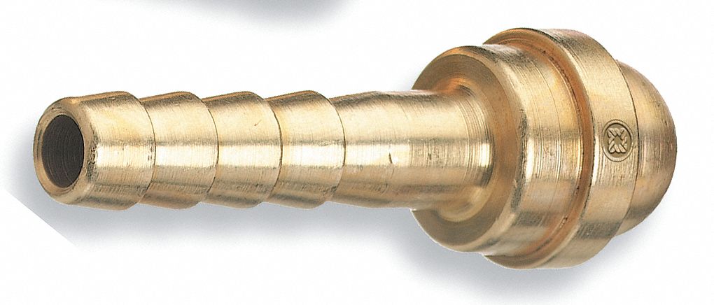 BARBED HOSE NIPPLE, OXYGEN/INERT/FUEL GAS, MAXIMUM PRESSURE 200 PSI, 3/16 IN, BRASS, 1 PIECE