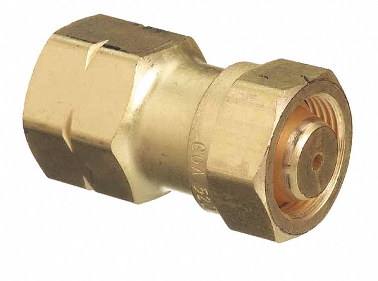 CYLINDER ADAPTOR, CGA 520 TO CGA 510 CONNECTION, PROPANE, MAX PRESS 500 PSI, BRASS, 1 PIECE