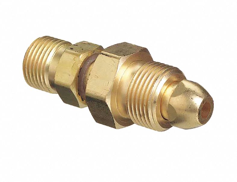 CYLINDER ADAPTOR, NITROGEN, MAX PRESS 3000 PSI, CGA 580 TO CGA 320, BRASS, 1 PIECE