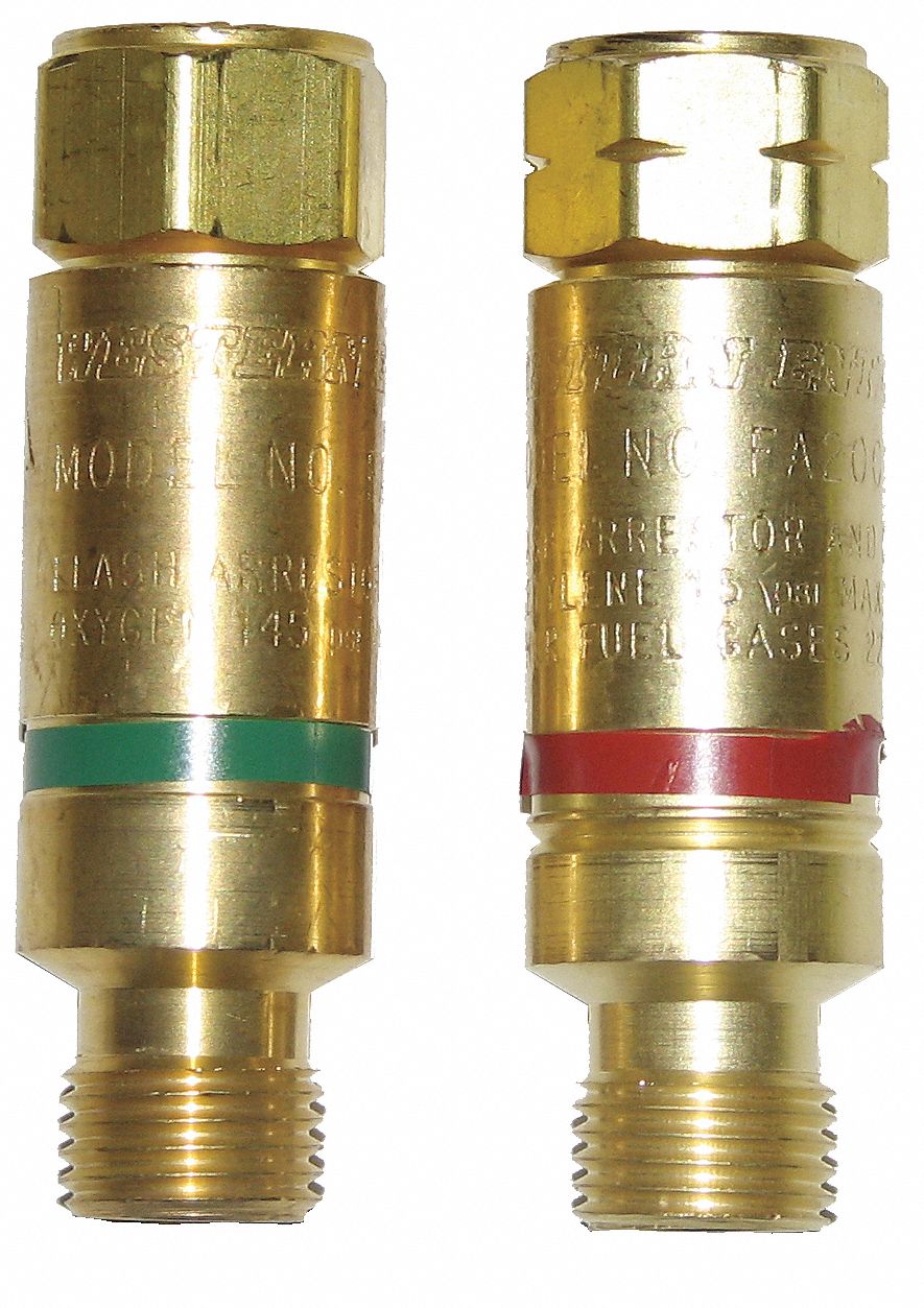 FLASH TORCH ARRESTOR SET, OXYGEN/FUEL, COLOUR-CODED