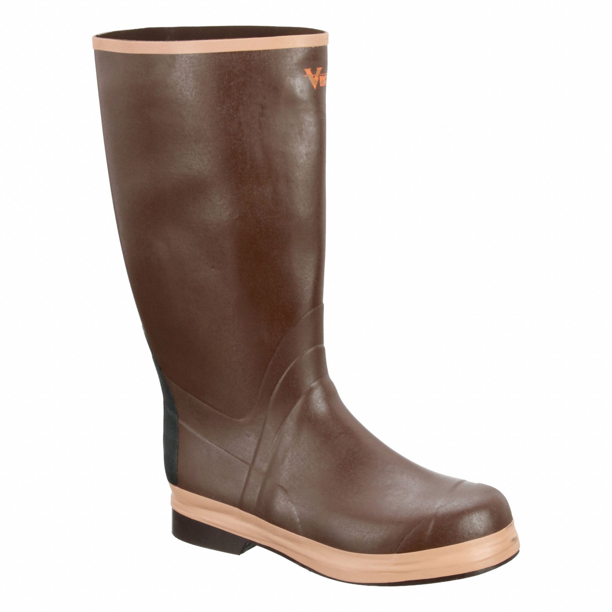 Rubber Boot: Knee Footwear, Brown, 10 Size, D, Rubber, NBR, VW29, 1 PR