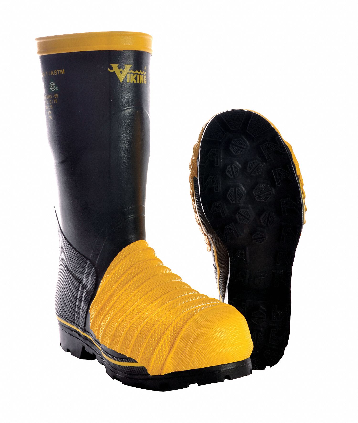 yellow rubber work boots