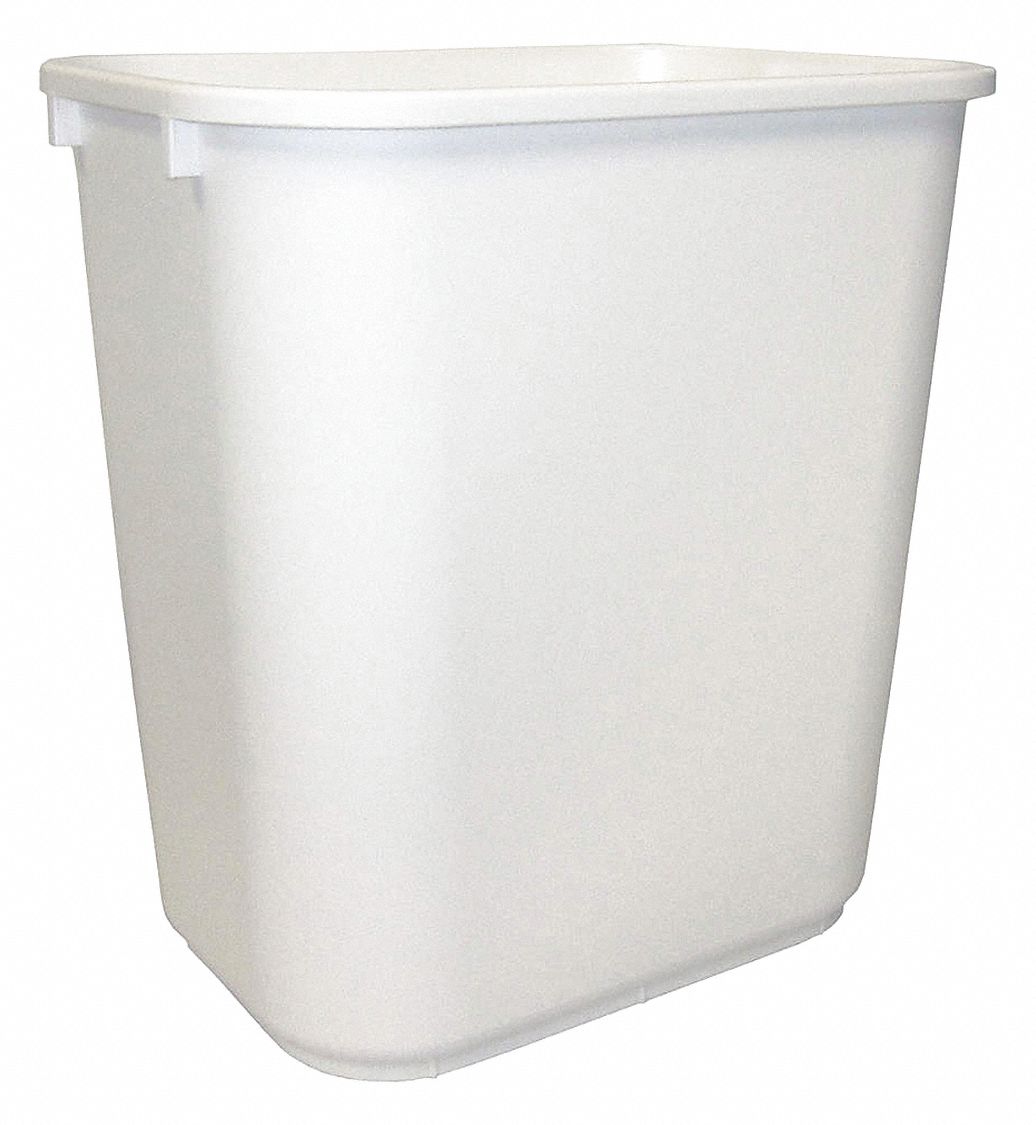 TOUGH GUY 7 gal Rectangular Wastebasket, Plastic, White 12X22712X227