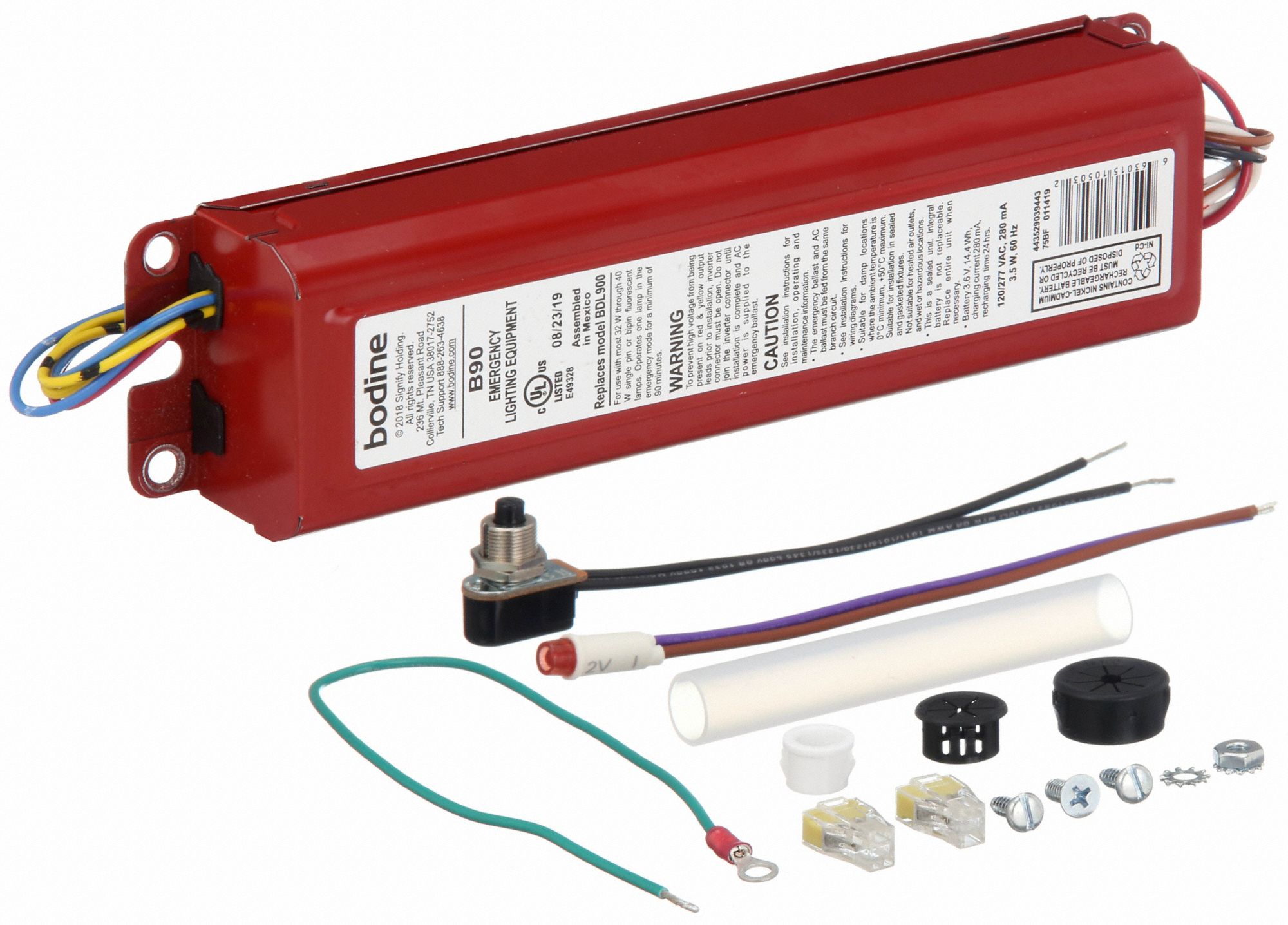 BODINE Emergency Fluorescent Ballast 120/277V AC, 1 Bulbs Supported