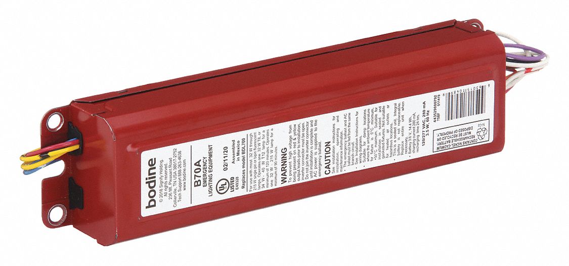 BODINE, 120/277V AC, 1 Bulbs Supported, Emergency Fluorescent Ballast