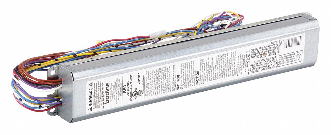 EMERGENCY FLUORESCENT BALLAST, 120 TO 277V AC, 1 TO 2 BULBS, 215 W BULB MAX