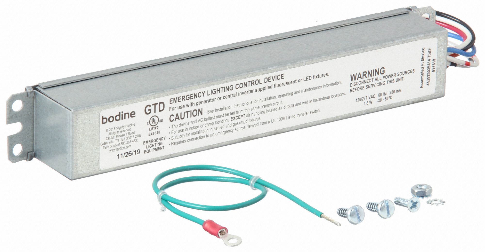 BODINE Generator Transfer Device Fluorescent/Incandescent/LED, 8 in Lg