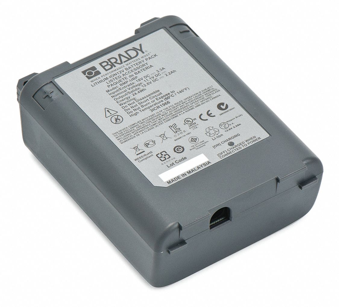BRADY Battery Pack Rechargeable Battery Pack, BMP51/BMP53, 12 Nominal