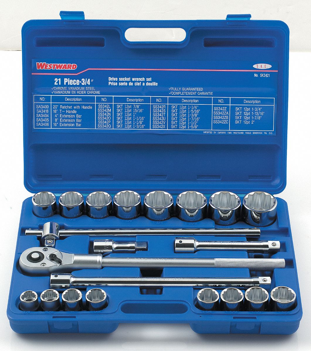 WESTWARD SOCKET SET 3/4INDR 21 PCE - 12854 - WSWSK3421 | SK3421
