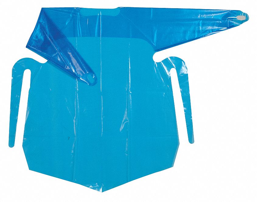 Gown: Open, Thumbloop, Partially Open Back, Polyolefin, Blue, XL, Tie, 50 PK