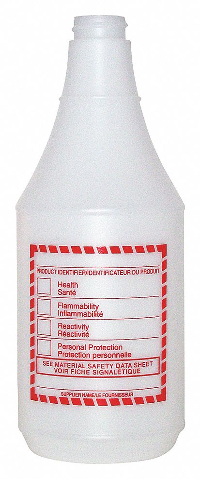 HEAVY-DUTY BOTTLE, ROUND W WHMIS LABEL, 24 OZ, PLASTIC