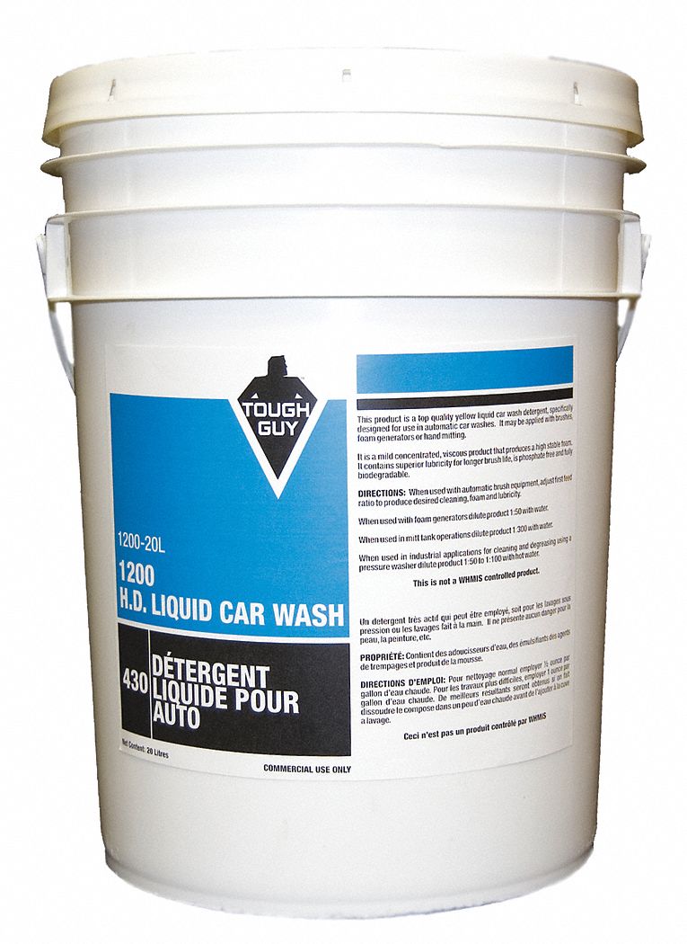 CAR WASH DETERGENT, HEAVY-DUTY, LIQUID, BIODEGRADABLE, PHOSPHATE-FREE, YELLOW, 20 L