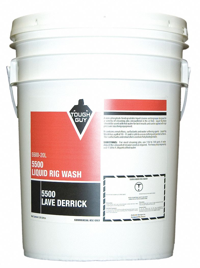 RIG WASH, LIQUID, BIODEGRADABLE, NON-PHOSPHATE, PH 10 TO 11, YELLOW, 20 L