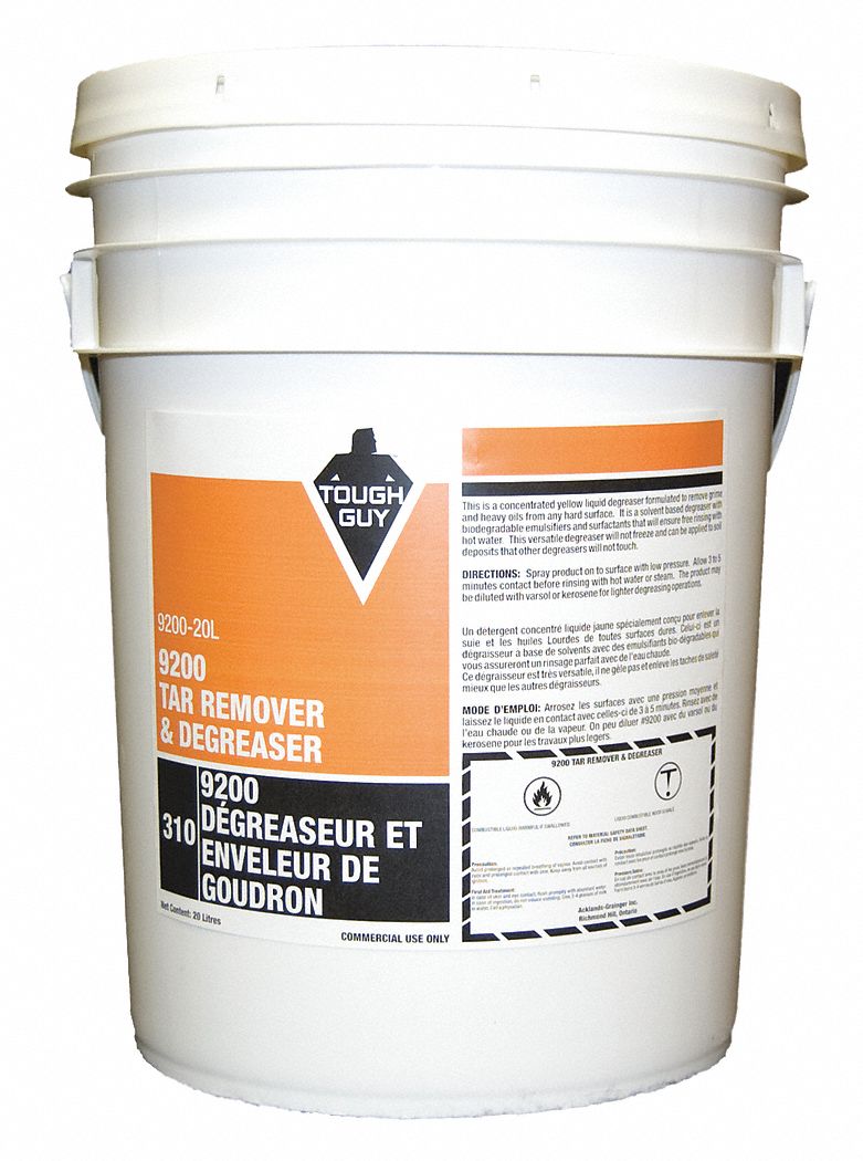 TAR REMOVER/DEGREASER, CONCENTRATED, LIQUID, BIODEGRADABLE, FLASH POINT 38 ° C, CLEAR, 20 L