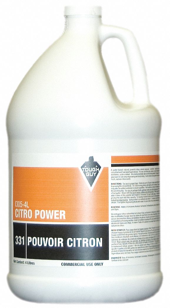 DEGREASER, LIQUID, BIODEGRADABLE, NON-CHLORINATED, FLASH POINT 38 ° C, CITRUS SCENT, ORNG, 4 L