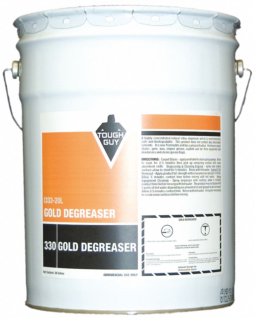 GOLD DEGREASER, ENVIRONMENTALLY SAFE, FLASHPOINT 114.8 ° F, LIGHT AMBER, 20 L, LIQUID, PKG 1